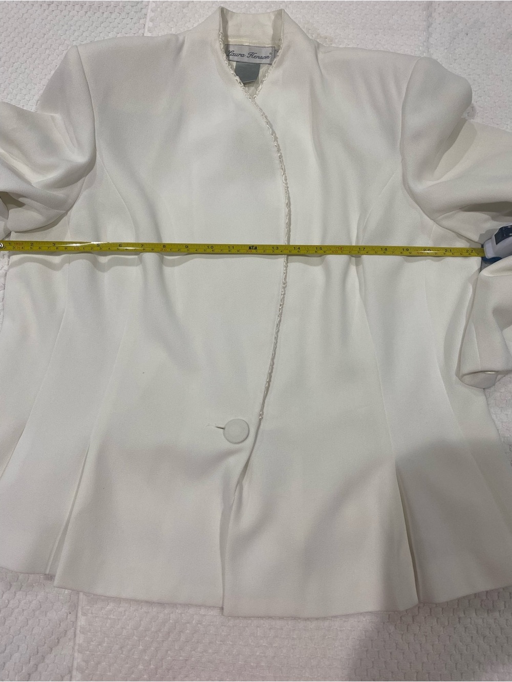 Ivory Satin-Trim Dress with Open Front Jacket Suit - Picture 12 of 16